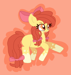 Size: 1324x1388 | Tagged: safe, artist:cottoncloudyfilly, imported from derpibooru, apple bloom, earth pony, pony, bow, female, filly, hair bow, solo, tail, tail bow