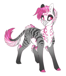 Size: 1260x1452 | Tagged: safe, artist:madspacekitty, imported from derpibooru, oc, oc only, oc:cherry feather, griffon, original species, zebra, zebragriff, beak, female, leonine tail, race swap, simple background, solo, tail fluff, transparent background