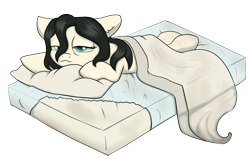 Size: 3152x1988 | Tagged: safe, artist:dumbwoofer, imported from derpibooru, oc, oc only, oc:floor bored, earth pony, pony, adorkable, bed, bedsheets, cute, dork, neet, ocbetes, simple background, sleepy, solo, transparent background