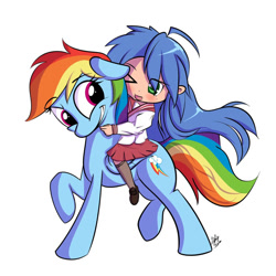 Size: 894x894 | Tagged: safe, artist:rainbowdmlp, imported from twibooru, rainbow dash, cute, image, izumi konata, lucky star, needs more jpeg, rainbowdmlp, safe for work, sfw