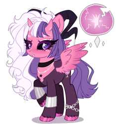 Size: 1316x1404 | Tagged: safe, artist:gihhbloonde, imported from derpibooru, oc, oc only, hybrid, pony, female, interspecies offspring, offspring, parent:lord tirek, parent:twilight sparkle, parents:twirek, simple background, solo, transparent background