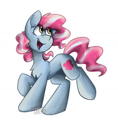 Size: 1223x1274 | Tagged: safe, artist:luximus17, imported from derpibooru, oc, oc only, oc:cotton candy, earth pony, pony, kilalaverse, chest fluff, female, mare, offspring, parent:pinkie pie, parent:pokey pierce, parents:pokeypie, simple background, solo, white background