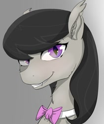 Size: 816x965 | Tagged: safe, artist:dashy21, artist:dashy21art, imported from derpibooru, octavia melody, bat pony, pony, wingless bat pony, bat ponified, batavia, bust, fangs, my little pony, race swap, slit pupils, solo, species swap, wingless