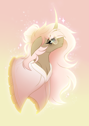 Size: 1362x1928 | Tagged: safe, artist:inspiredpixels, imported from derpibooru, oc, oc only, oc:blossom, pony, unicorn, bust, curved horn, female, glasses, horn, mare, portrait, solo