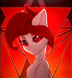 Size: 1300x1400 | Tagged: safe, artist:xeniusfms, imported from derpibooru, oc, oc only, oc:artemis, earth pony, pony, bust, cyber eyes, female, looking at you, mare, portrait, solo