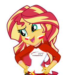 Size: 960x1042 | Tagged: safe, edit, imported from derpibooru, sunset shimmer, equestria girls, 24h le mans, beautiful eyes, beautiful hair, breasts, red shirt, sexy clothes, simple background, solo, stupid sexy sunset shimmer, team wrt, white shirt