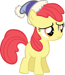 Size: 3637x4207 | Tagged: safe, artist:sircinnamon, imported from derpibooru, apple bloom, earth pony, pony, female, filly, sad, simple background, solo, transparent background, vector, winter hat