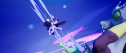 Size: 970x412 | Tagged: safe, artist:sin75, imported from derpibooru, discord, twilight sparkle, alicorn, draconequus, pony, sky, twilight sparkle (alicorn), unreal engine, wallpaper, youtube link