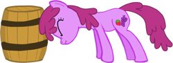 Size: 875x318 | Tagged: safe, artist:azgchip, imported from derpibooru, berry punch, berryshine, earth pony, pony, alcohol, barrel, cider, cutie mark, digital art, eyes closed, female, leaning forward, mare, pushing, scrunchy face, simple background, solo, transparent background, wine