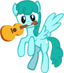 Size: 529x608 | Tagged: safe, artist:azgchip, imported from derpibooru, spring melody, sprinkle medley, pegasus, pony, background pony, digital art, female, flying, guitar, mare, mouth hold, musical instrument, simple background, solo, transparent background, wings