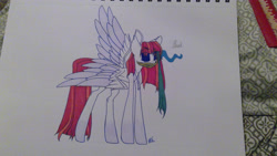 Size: 3264x1836 | Tagged: safe, artist:donnie-moon, imported from derpibooru, oc, oc only, oc:ren, pegasus, pony, female, gag, mare, pegasus oc, signature, solo, sombra eyes, tape, tape gag, traditional art, wings