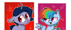 Size: 1164x504 | Tagged: safe, artist:goldlines005, imported from derpibooru, oc, oc only, pegasus, pony, unicorn, bust, duo, horn, pegasus oc, simple background, smiling, transparent background, unicorn oc, wings