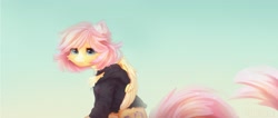 Size: 4096x1740 | Tagged: safe, artist:melloncollie-chan, imported from derpibooru, oc, oc only, pegasus, pony, clothes, hoodie, looking at you, solo