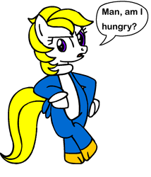 Size: 954x1117 | Tagged: safe, artist:superman64, surprise, pegasus, pony, billy west, black text, clothes, costume, crossover, difficult delivery, g1, g1 to g4, g4, generation leap, gloves, narrowed eyes, simple background, speech bubble, text, the new woody woodpecker show, voice acting, voice actor joke, white background, woodpecker, woody woodpecker