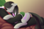 Size: 2400x1600 | Tagged: safe, artist:thebatfang, octavia melody, oc, oc:anon, earth pony, human, pony, abstract background, anonymous, dock, eyes closed, female, hug, hugging a pony, laying on stomach, mare, smiling