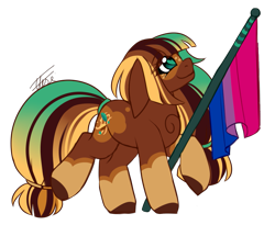 Size: 1225x1006 | Tagged: safe, artist:inspiredpixels, imported from derpibooru, oc, oc only, pony, bisexual pride flag, coat markings, hairband, pride, pride flag, signature, simple background, socks (coat markings), solo, tail band, tailband, transparent background