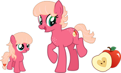 Size: 2590x1562 | Tagged: safe, artist:littlejurnalina, imported from derpibooru, oc, oc only, earth pony, pony, canon x oc, cutie mark, earth pony oc, female, filly, freckles, mare, offspring, parent:big macintosh, parent:unnamed oc, simple background, solo, transparent background