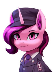 Size: 2984x4000 | Tagged: source needed, safe, artist:mrscroup, imported from derpibooru, oc, oc only, oc:ace array, pony, unicorn, bust, cap, clothes, hat, looking at you, portrait, smiling, solo, uniform