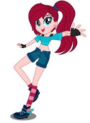 Size: 1448x1978 | Tagged: safe, artist:skyfallfrost, imported from derpibooru, oc, oc only, oc:cherry bloom, equestria girls, clothes, shirt, shorts, simple background, solo, white background