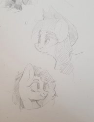 Size: 833x1080 | Tagged: safe, artist:laymy, imported from derpibooru, applejack, earth pony, pony, :), bust, duo, flower, flower in hair, pencil drawing, smiley face, traditional art