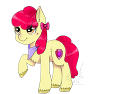 Size: 1600x1200 | Tagged: safe, artist:cats-n-co, imported from derpibooru, apple bloom, earth pony, pony, female, filly, neckerchief, raised hoof, solo