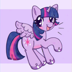 Size: 1280x1280 | Tagged: safe, artist:rabidmomento, imported from derpibooru, twilight sparkle, alicorn, pony, blushing, cute, emanata, excited, full body, happy, palindrome get, soft shading, solo, twiabetes, twilight sparkle (alicorn)