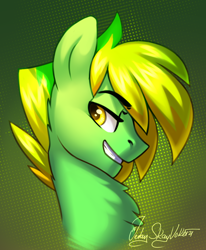 Size: 2000x2424 | Tagged: safe, artist:jedayskayvoker, imported from derpibooru, oc, oc only, oc:lemon sourpuss, pony, bust, colored, colored sketch, full color, high res, icon, looking back, male, portrait, sketch, solo, stallion