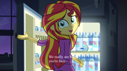 Size: 1334x750 | Tagged: safe, edit, edited screencap, imported from derpibooru, screencap, sunset shimmer, equestria girls, rainbow rocks, night, text