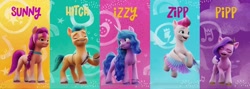 Size: 800x286 | Tagged: safe, imported from derpibooru, hitch trailblazer, izzy moonbow, pipp petals, sunny starscout, zipp storm, earth pony, pegasus, unicorn, spoiler:g5, female, g5, male, mane five (g5), mare, stallion