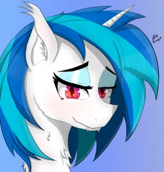 Size: 1030x1080 | Tagged: safe, artist:dashy21, artist:dashy21art, imported from derpibooru, dj pon-3, vinyl scratch, pony, unicorn, bust, fangs, my little pony, red eyes, solo