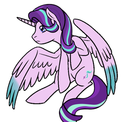 Size: 571x567 | Tagged: safe, artist:taeko, derpibooru exclusive, imported from derpibooru, starlight glimmer, alicorn, pony, alicornified, backwards cutie mark, base used, basic, black outlines, blue tipped wings, colored wings, cutie mark, flying, frown, how it should have ended, large wings, multicolored mane, multicolored tail, no shading, no source available, pink body, png, purple eyes, purple mane, purple tail, race swap, realistic wings, simple background, small ears, solo, starlicorn, starlight glimmer is best pony, starlight glimmer is overpowered, white background, wings, xk-class end-of-the-world scenario, xk-class end-of-the-world scenario alicorn