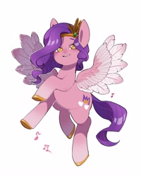 Size: 2000x2500 | Tagged: safe, artist:potetecyu_to, imported from derpibooru, pipp petals, pegasus, pony, adorapipp, cute, female, g5, high res, mare, music notes, simple background, solo, white background