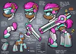 Size: 2000x1412 | Tagged: safe, artist:selenophile, imported from derpibooru, oc, oc only, pony, cybernetic pony, railgun, reference sheet, solo