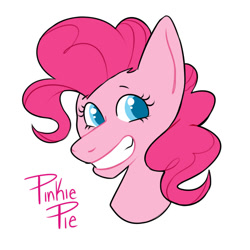 Size: 1000x1000 | Tagged: safe, artist:dymitre, imported from derpibooru, pinkie pie, earth pony, pony, bust, eyelashes, female, grin, mare, simple background, smiling, solo, white background