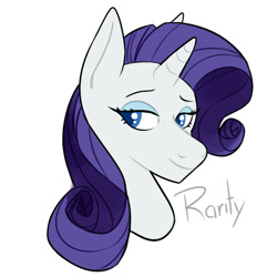 Size: 1000x1000 | Tagged: safe, artist:dymitre, imported from derpibooru, rarity, pony, unicorn, bedroom eyes, bust, eyelashes, female, mare, simple background, smiling, solo, white background