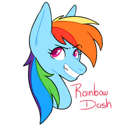 Size: 1000x1000 | Tagged: safe, artist:dymitre, imported from derpibooru, rainbow dash, pegasus, pony, bust, eyelashes, female, grin, mare, simple background, smiling, solo, white background