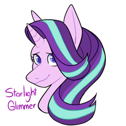 Size: 1000x1000 | Tagged: safe, artist:dymitre, imported from derpibooru, starlight glimmer, pony, unicorn, bust, eyelashes, female, mare, simple background, smiling, solo, white background