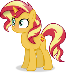 Size: 3614x3987 | Tagged: safe, artist:anime-equestria, imported from derpibooru, sunset shimmer, pony, unicorn, equestria girls, blushing, cute, female, high res, horn, mare, shimmerbetes, simple background, smiling, solo, transparent background, vector
