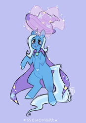 Size: 1640x2360 | Tagged: safe, artist:ssewerrattt, imported from derpibooru, trixie, pony, clothes, hat, levitation, magic, smiling, solo, telekinesis, trixie's hat