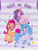 Size: 1500x2000 | Tagged: safe, imported from derpibooru, izzy moonbow, pipp petals, sunny starscout, earth pony, pegasus, pony, unicorn, 2d, backwards cutie mark, clothes, colored hooves, eyebrows, female, g5, mare, merchandise, official, pajamas, purple, stripes, text, unshorn fetlocks