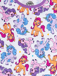 Size: 1500x2000 | Tagged: safe, imported from derpibooru, izzy moonbow, pipp petals, sunny starscout, earth pony, pegasus, pony, unicorn, 2d, clothes, female, g5, mare, merchandise, my little pony logo, official, pajamas