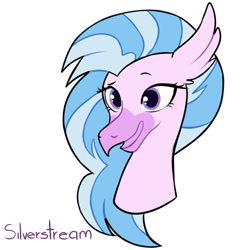 Size: 1000x1000 | Tagged: safe, artist:dymitre, imported from derpibooru, silverstream, classical hippogriff, hippogriff, bust, eyelashes, female, simple background, smiling, solo, white background