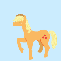 Size: 500x500 | Tagged: safe, artist:askpinkiepieandfriends, imported from derpibooru, part of a set, applejack, earth pony, pony, blue background, female, mare, raised hoof, simple background, solo