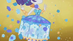 Size: 3410x1920 | Tagged: safe, imported from derpibooru, screencap, rarity, pony, equestria girls, equestria girls series, the other side, carousel dress, clothes, female, mirror, skirt, smiling, solo