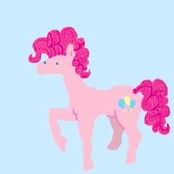 Size: 500x500 | Tagged: safe, artist:askpinkiepieandfriends, imported from derpibooru, part of a set, pinkie pie, earth pony, pony, blue background, female, mare, raised hoof, simple background, solo