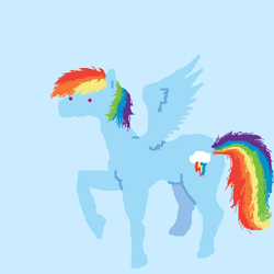 Size: 500x500 | Tagged: safe, artist:askpinkiepieandfriends, imported from derpibooru, part of a set, rainbow dash, pegasus, pony, blue background, female, mare, raised hoof, simple background, solo
