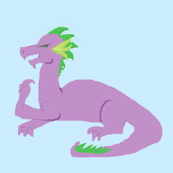 Size: 500x500 | Tagged: safe, artist:askpinkiepieandfriends, imported from derpibooru, part of a set, spike, dragon, adult, adult spike, blue background, lying down, male, older, older spike, prone, simple background, solo