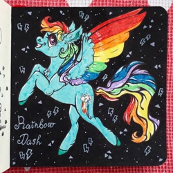 Size: 1080x1080 | Tagged: safe, artist:skior, imported from derpibooru, rainbow dash, pony, solo, traditional art