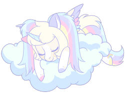 Size: 1300x1000 | Tagged: safe, artist:lavvythejackalope, imported from derpibooru, oc, oc only, alicorn, pony, alicorn oc, cloud, colored hooves, commission, eyes closed, horn, on a cloud, simple background, sleeping, solo, transparent background, wings, ych result