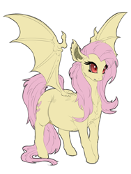 Size: 1964x2608 | Tagged: safe, artist:snspony, imported from derpibooru, fluttershy, bat pony, pegasus, pony, bat ponified, flutterbat, preggoshy, pregnant, race swap, simple background, solo, spread wings, white background, wings